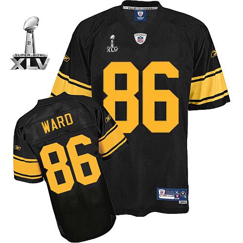 Men's Authentic Hines Ward Super Bowl XLV Reebok Jersey Black/Yellow No. Alternate - #86 Throwback NFL Pittsburgh Steelers